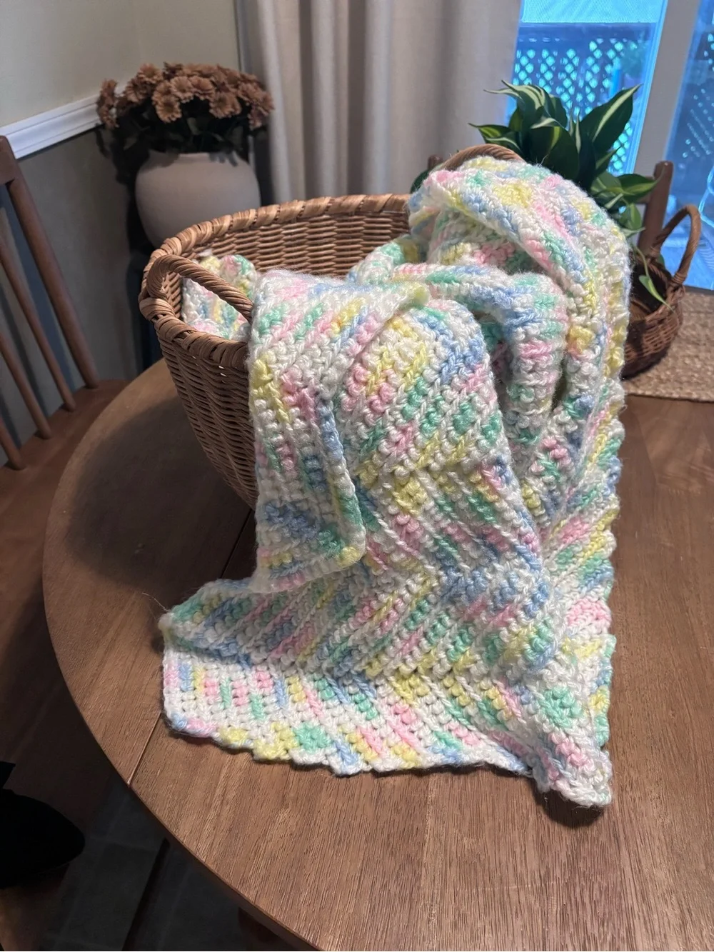 Pastel Multicolor Crochet Baby Blanket Handmade